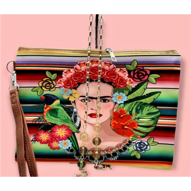 LUNARI - Catenella per occhiali e pochette stampata in cotone